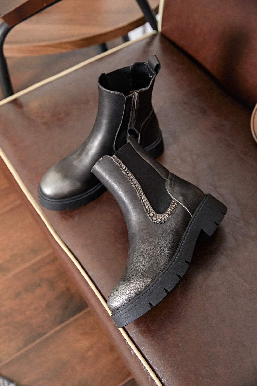 Bottine - Simili Cuir - Gris