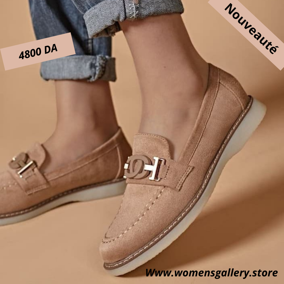 Mocassin en daim beige