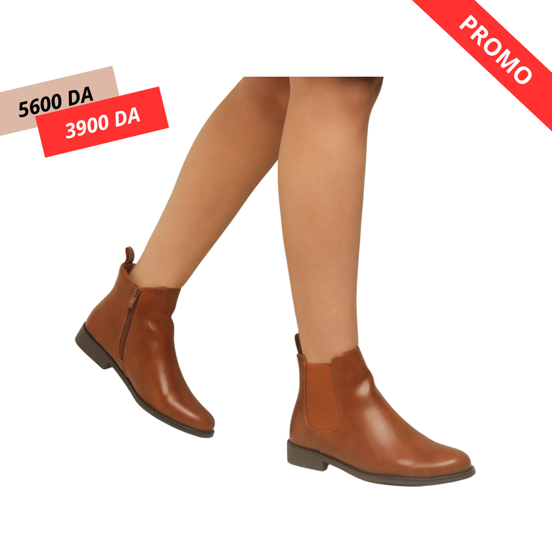 Bottine Simili Cuir - Camel