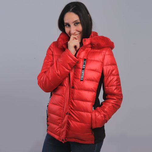 Artika Doudoune À Capuche Fourrure - Rouge