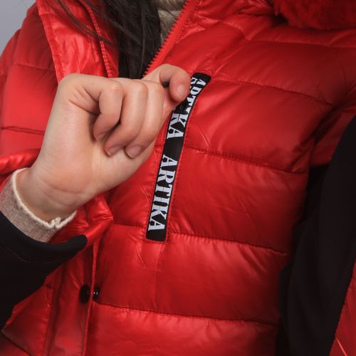Artika Doudoune À Capuche Fourrure - Rouge
