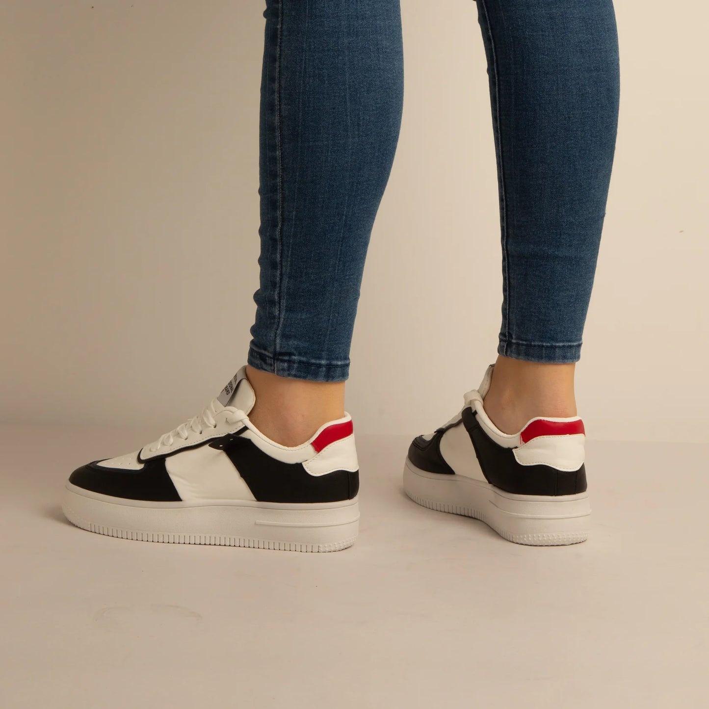 Basket Simili-Cuir_Noir/Blanc