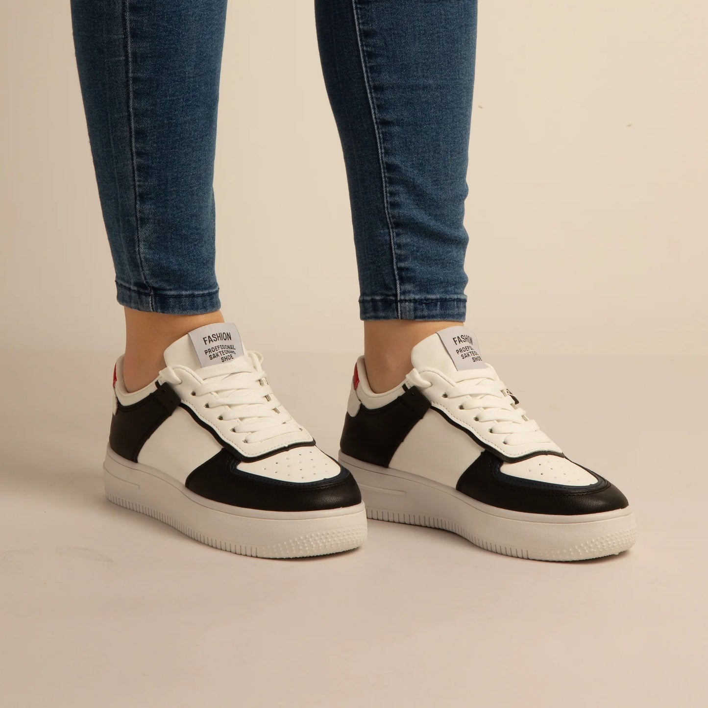 Basket Simili-Cuir_Noir/Blanc
