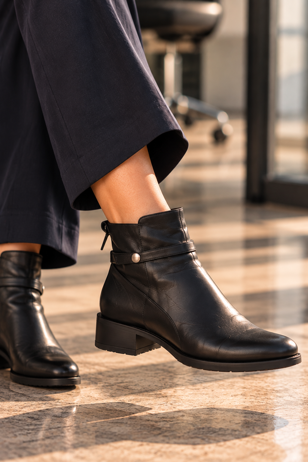 Bottine - Simili cuir - Noir