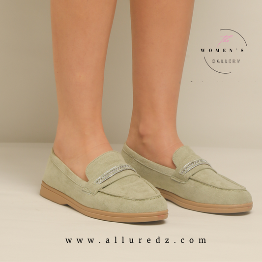 mocassins en daim - vert