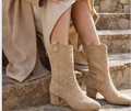 Bottine mi-mollet - Daim - Beige