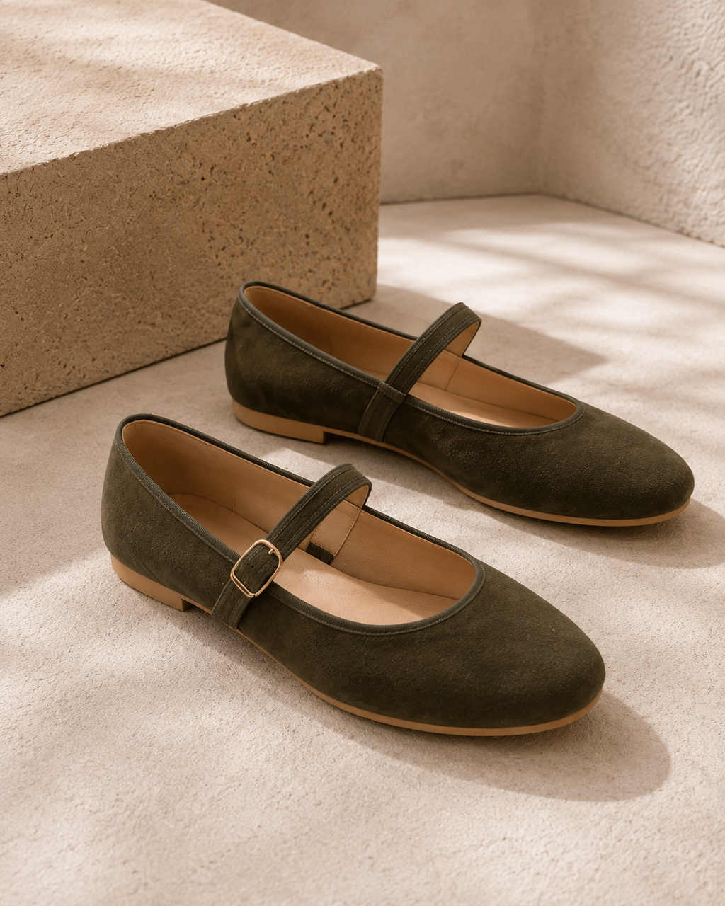 Ballerines classiques à boucle  - Vert militaire
