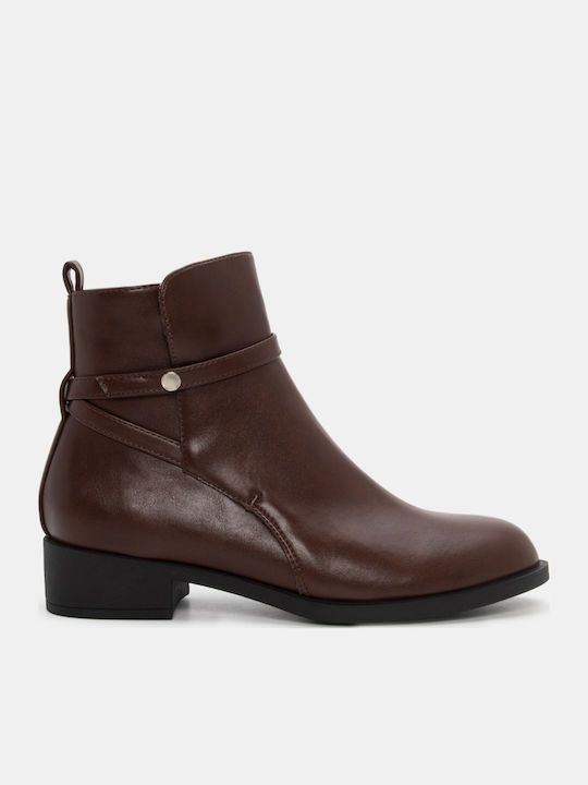 Bottine - Simili cuir - Marron foncé