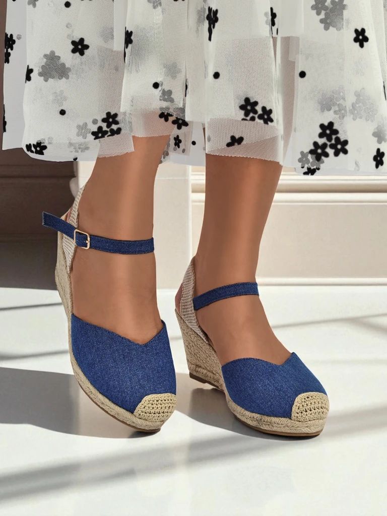 Espadrilles – Talon Compensé - Bleu
