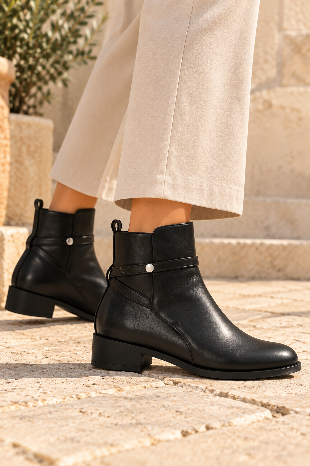Bottine - Simili cuir - Noir