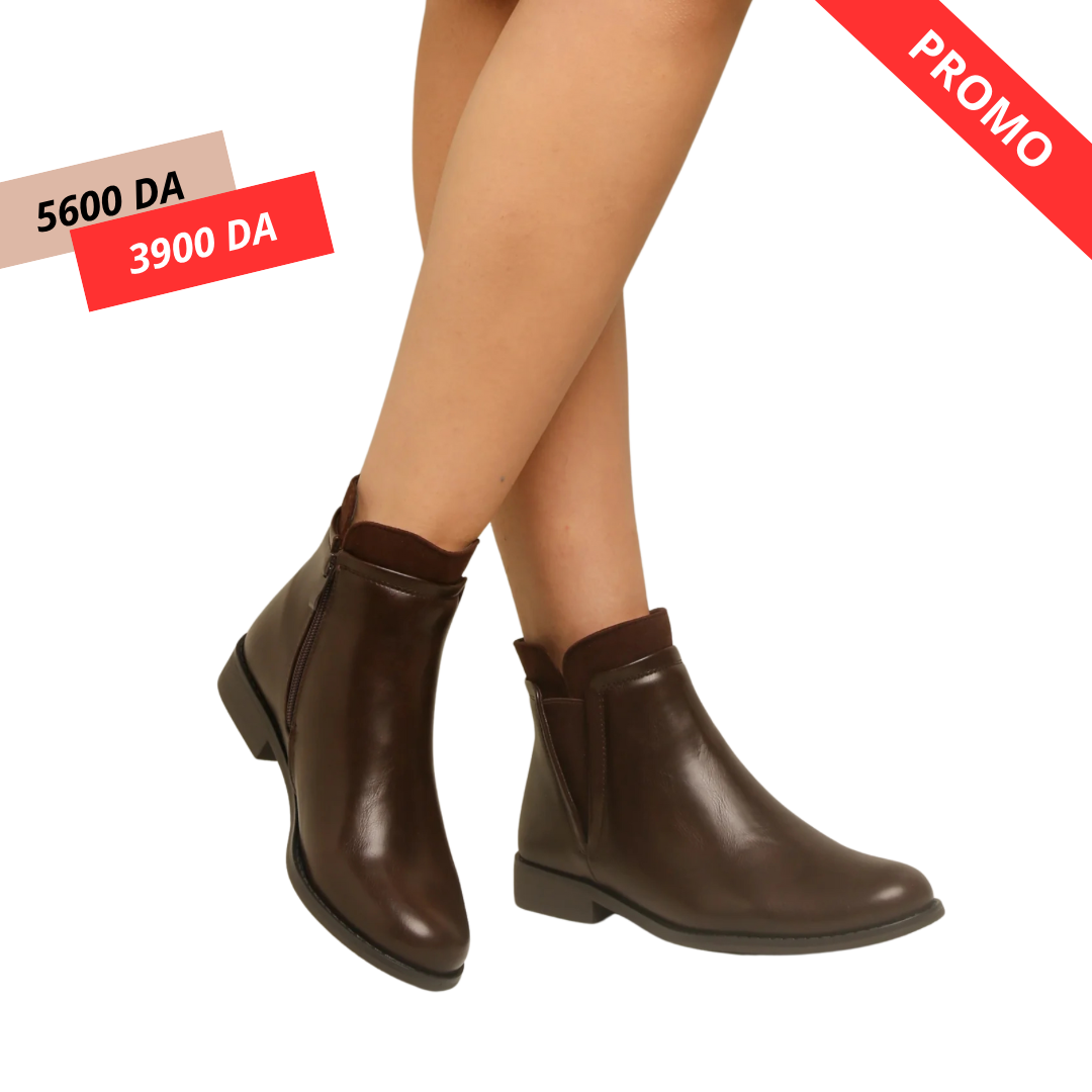 Bottine en simili cuir - marron foncé