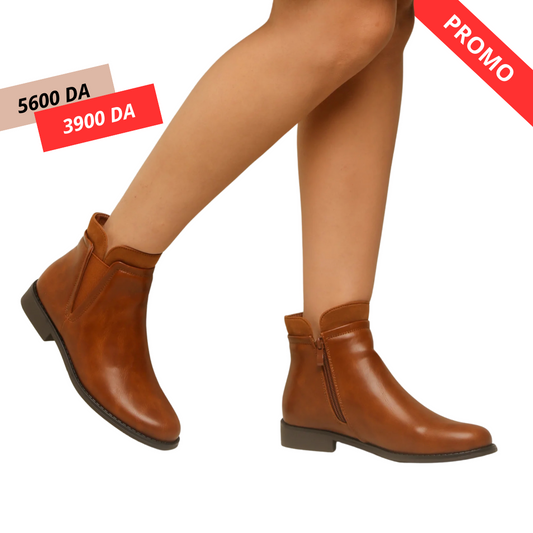 Bottine Simili Cuir - Camel