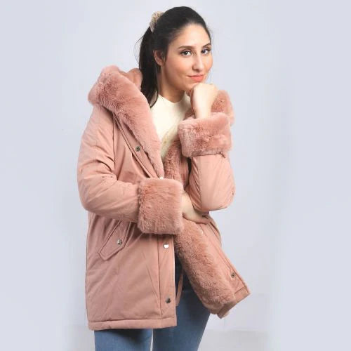 Blin Vestes Longue Doublure Fourrure - Rose