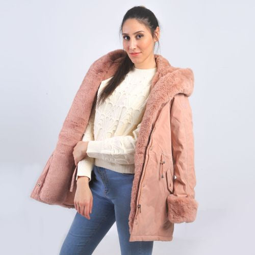 Blin Vestes Longue Doublure Fourrure - Rose