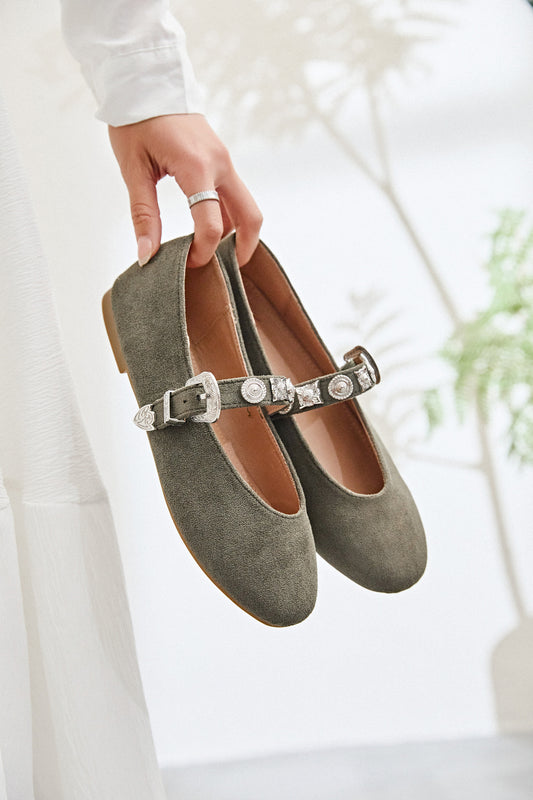 Ballerine - Daim - Vert