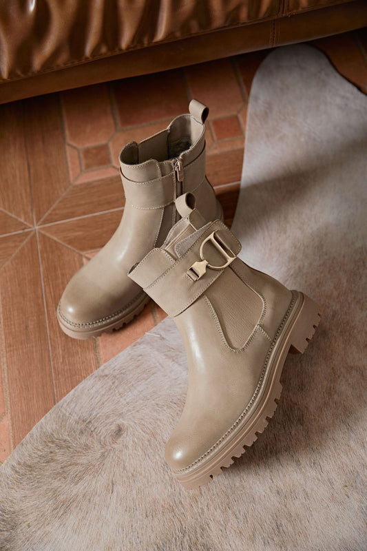 Bottine - Simili cuir - Taupe