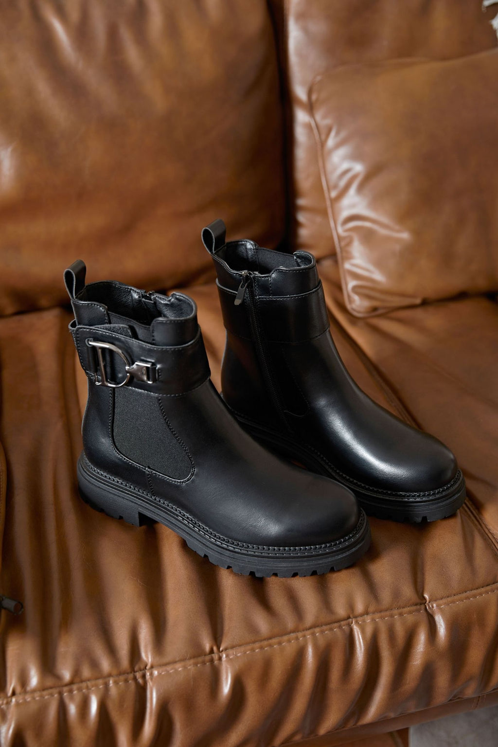 Bottine - Simili cuir - Noir