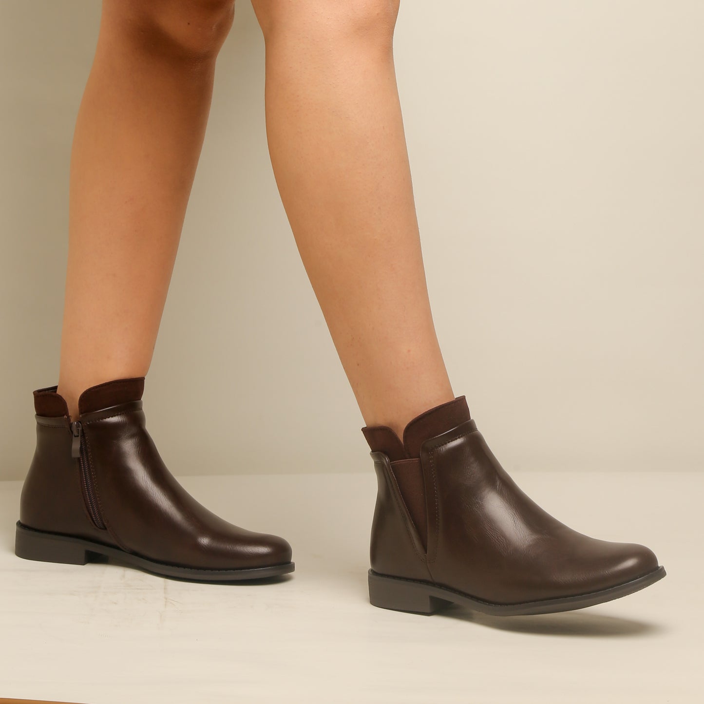Bottine en simili cuir - marron foncé