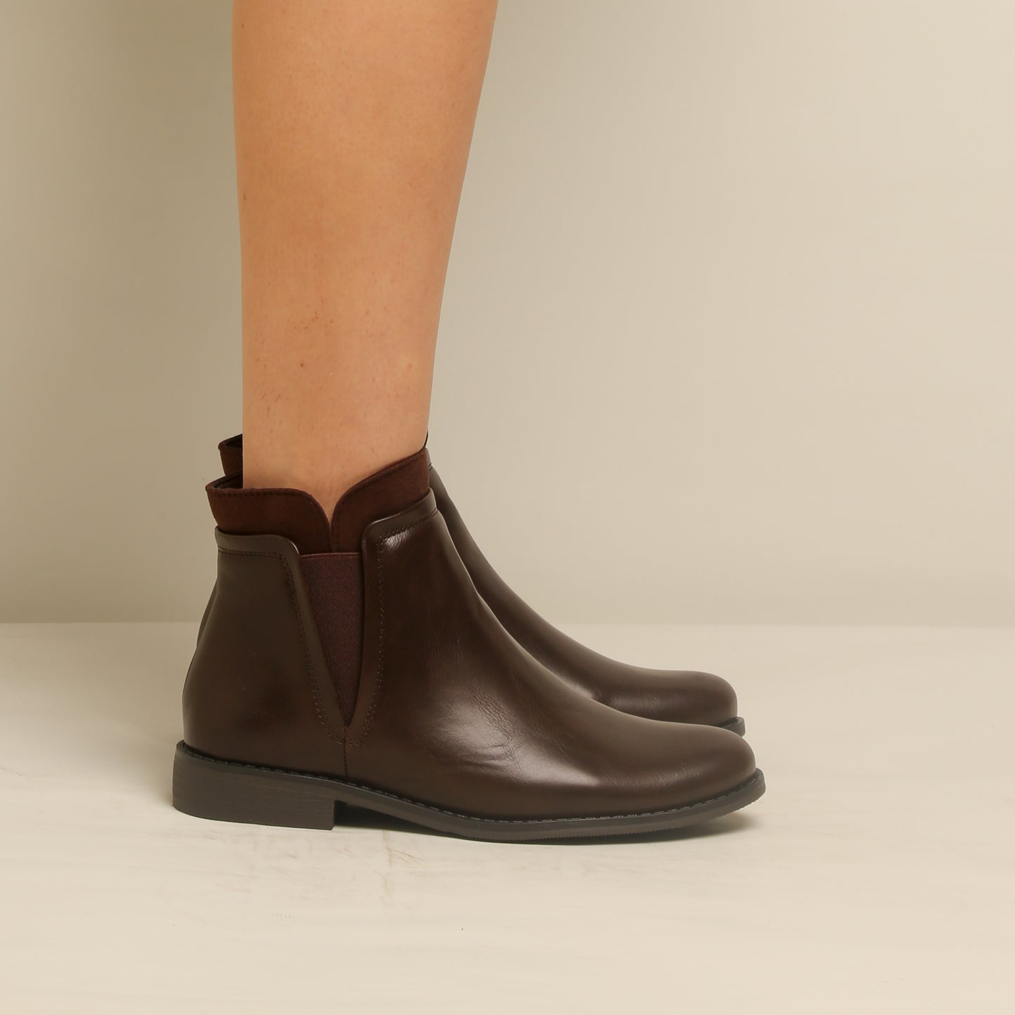 Bottine en simili cuir - marron foncé