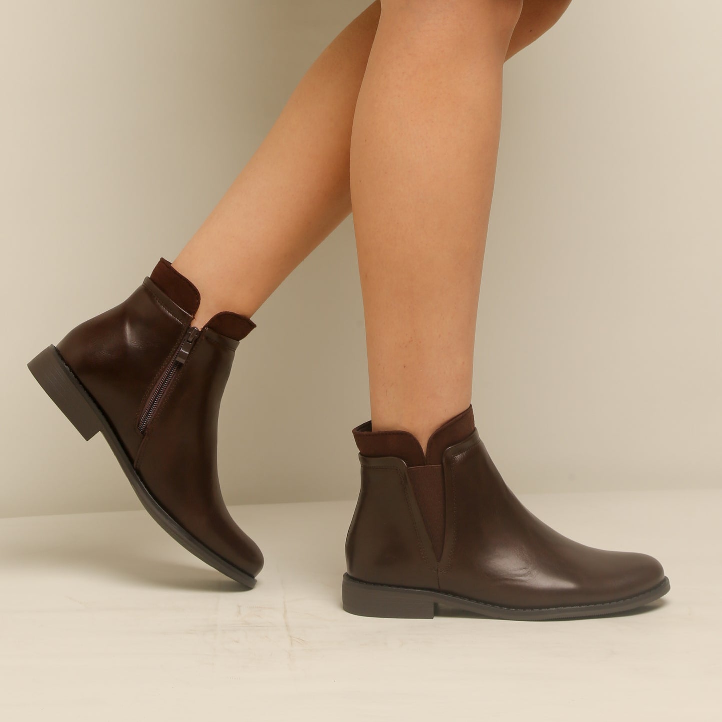 Bottine en simili cuir - marron foncé