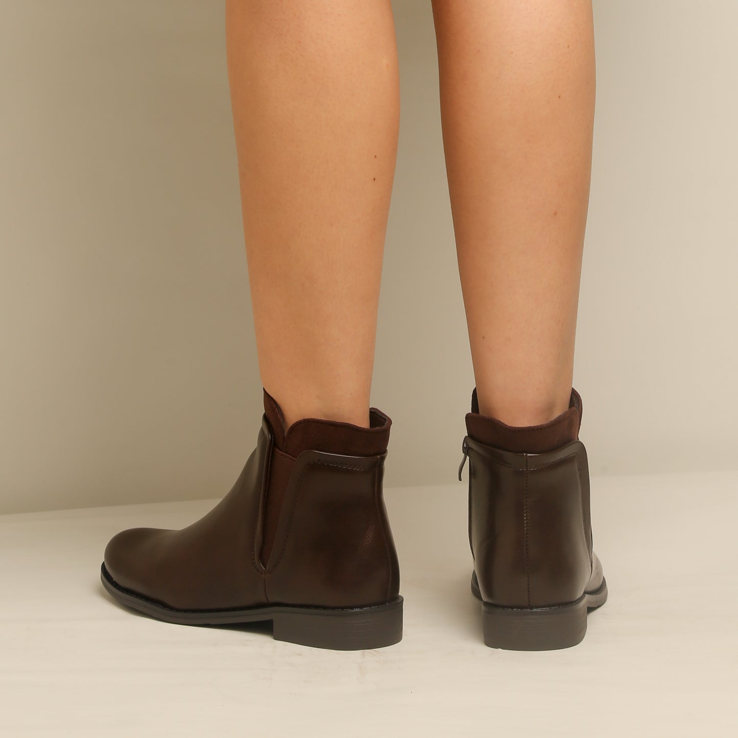 Bottine en simili cuir - marron foncé