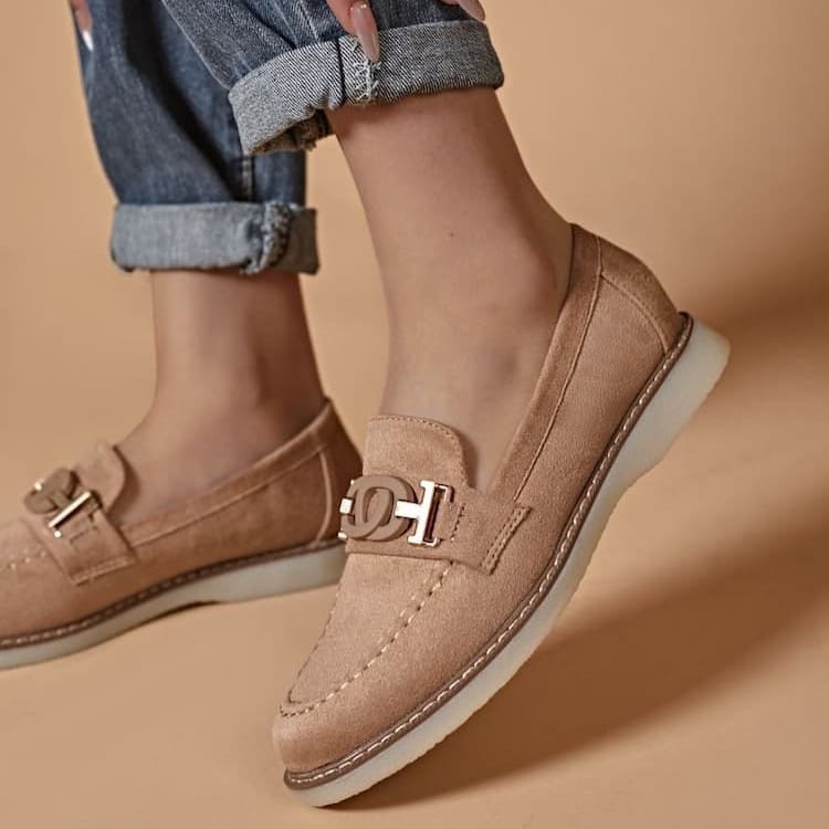 Mocassin en daim beige