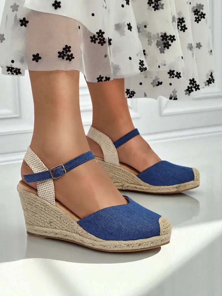 Espadrilles – Talon Compensé - Bleu