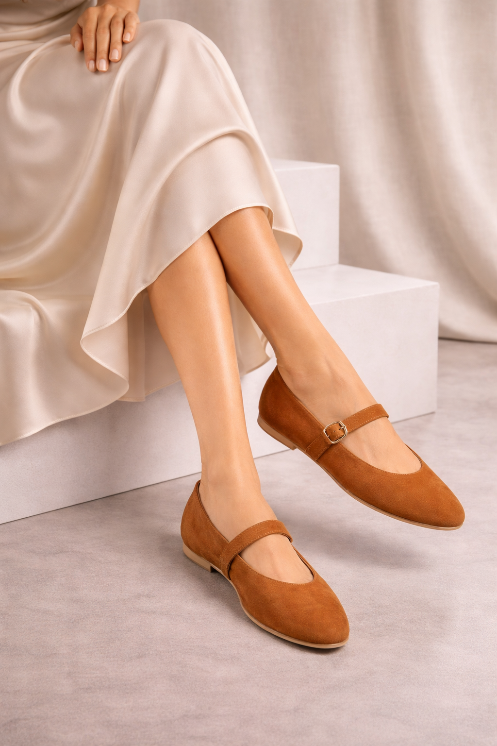 Ballerines classiques à boucle - Camel