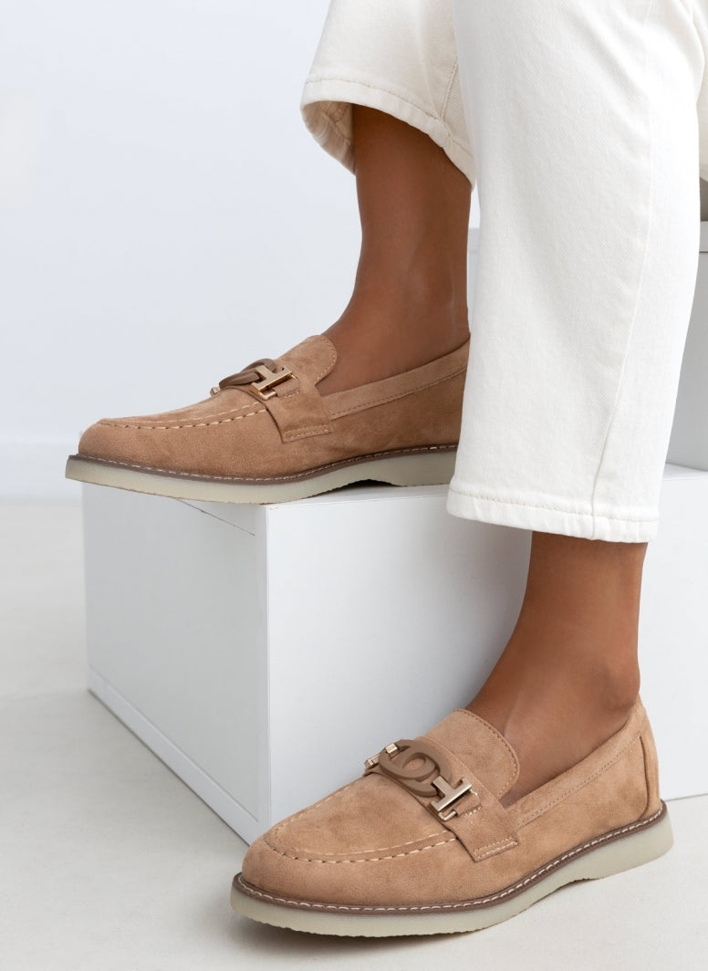 Mocassin en daim beige
