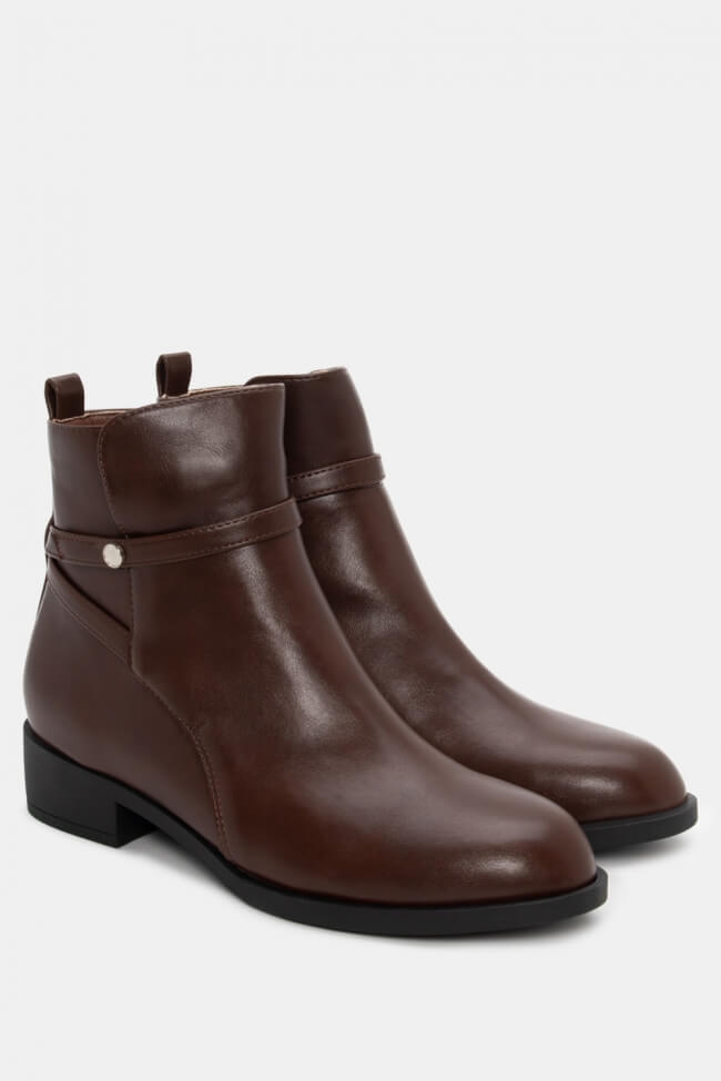 Bottine - Simili cuir - Marron foncé